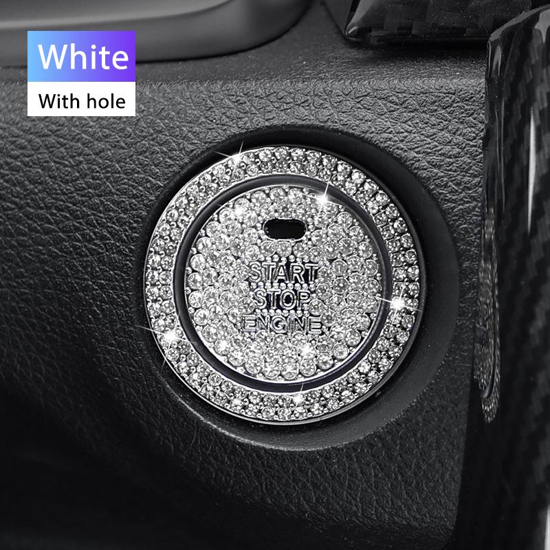 

2Pcs/set Car Start Switch Button Auto Decorative Diamond Stickers Rhinestone Ring Circle Trims Protective Cover Car Accessories