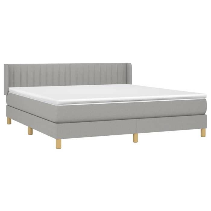 3130449 vidaXL Lit à sommier tapissier avec matelas Gris clair 180x200cm Tissu
