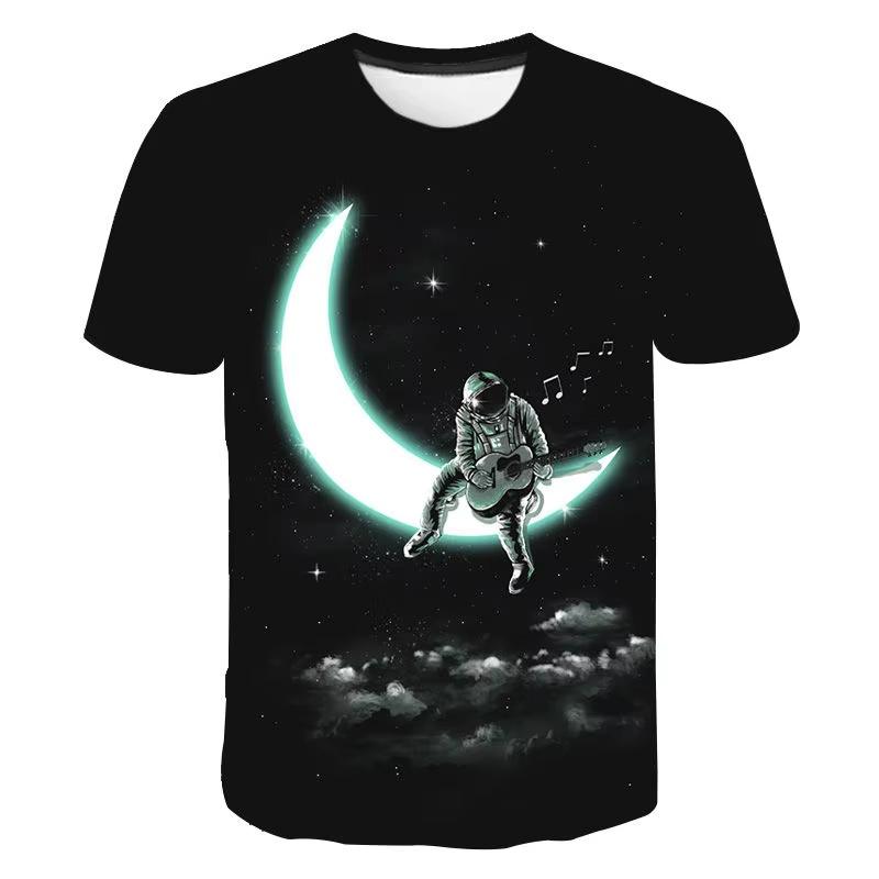 Summer Men's 3D Printed Crew Neck T-Shirt Fashion Versatile Breathable Trend Casual