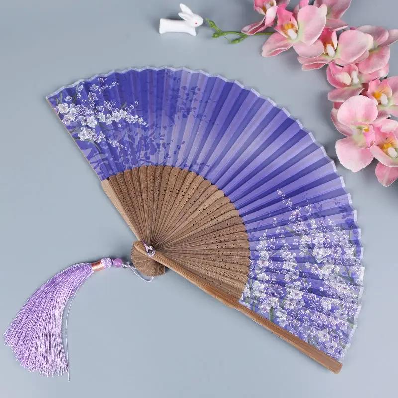 Vintage Chinese Style Portable Folding Fan Party Wedding Dance Hand Fans Summer Bamboo Craft Gift Room Decoration Ornaments New