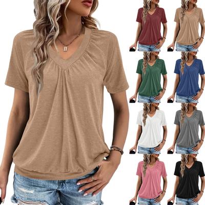 Oberteile Für Damen Kurzarm V-Ausschnitt Lässige T-Shirts