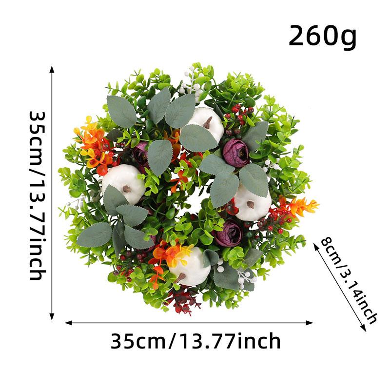 

Christmas Halloween Colorful Pumpkin Wreath Wall Door Hanging Ornament for Indoor Outdoor Party Decoration for Window Front Door 1pcs
