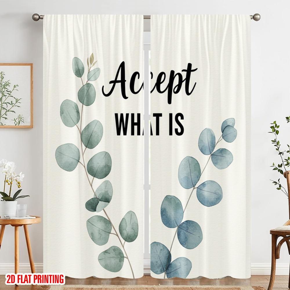 2pcs 2D Flat Printing Drapes Accept What Is Eucalyptus Polyester Without Electricity Birthday Party Perfect for Holiday Party