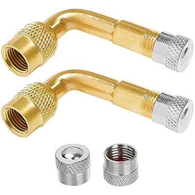 Set van 2 90 graden ventielverlenging Koperen ventieladapter Hoekventielverlenging Autoventiel Bandventielverlenging Hoekventiel voor auto Motor Fiets