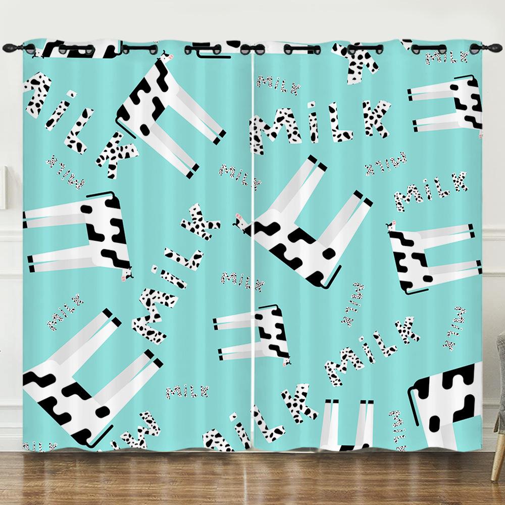 Curtain Cartoon Animal Love Cow Digital Printing Blackout Curtain Punching