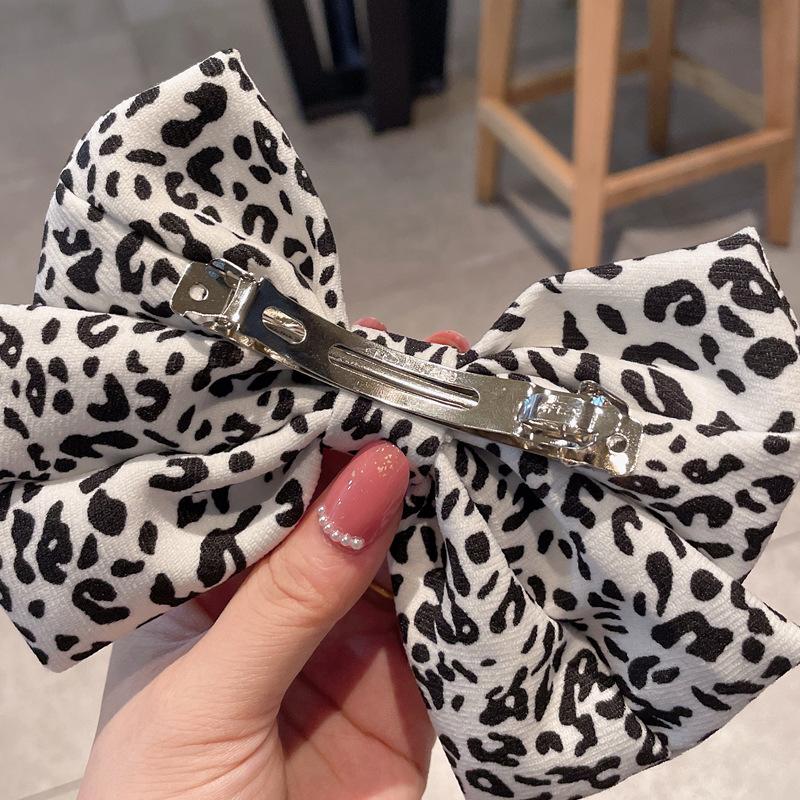 Sexy Leopard Print Bow Hair Clip Women Large Bowknot Satin Hairpin Barrettes Girls Ponytail Clip Hair Accessories Headwear Gift