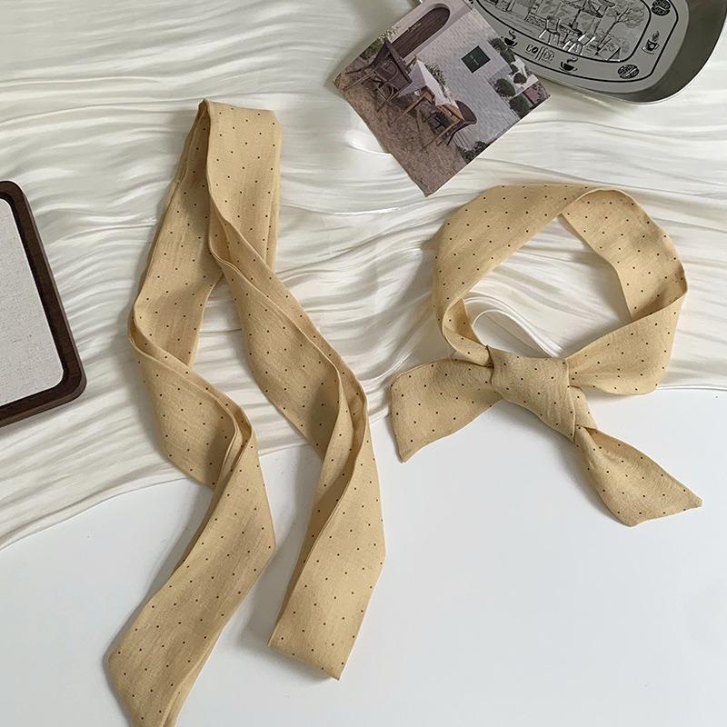 Long Silk Scarf New Fashion High Sense Small Scarf Versatile Long Bag Ribbon Decorative Headband Belt