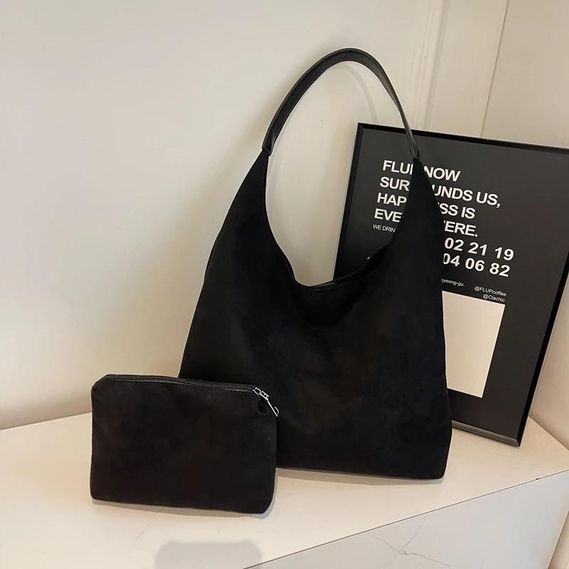 

Fashion Big PU Leather Shoulder Bag For Women 2026 Winter Tend Female Simple Underarm Hobo Bag Handbags And Purses чёрный