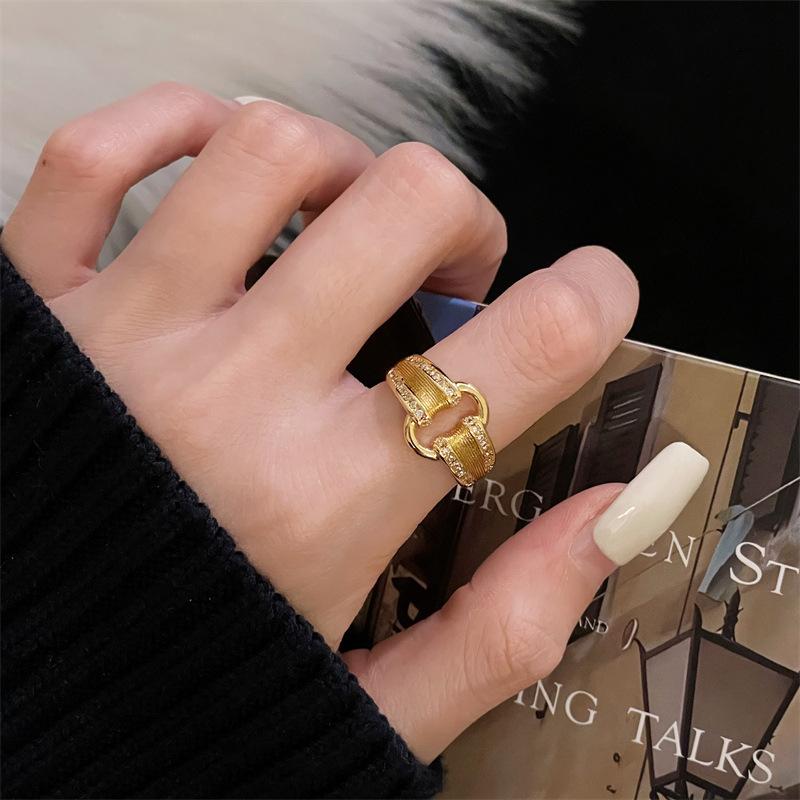 Medieval Style Retro Brushed Court Style Open Ring Temperament Gold Exquisite Light Luxury High Sense Ring