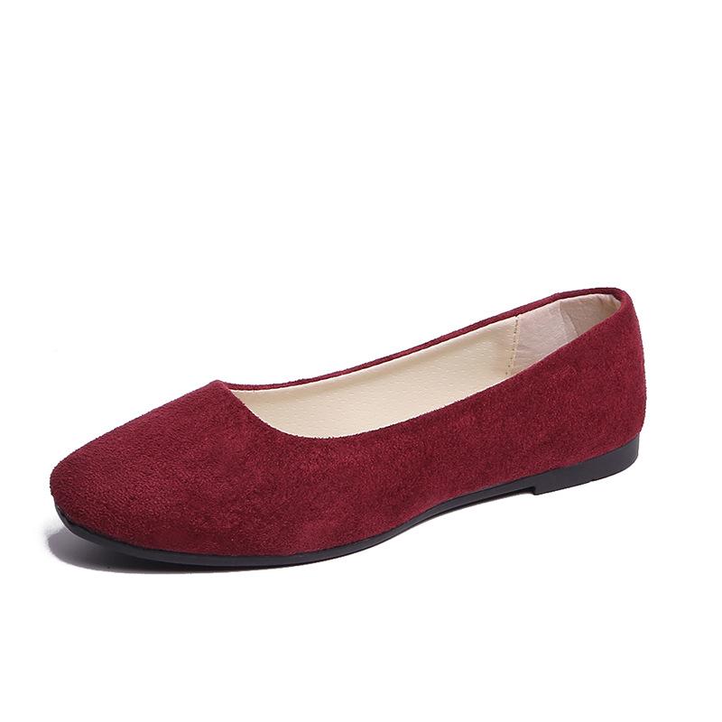 Women Spring Autumn Candy Color Flat Shoes Round Toe Suede Loafers Slip On Women's Office Work Casual Shoes Size 43 WSH3606