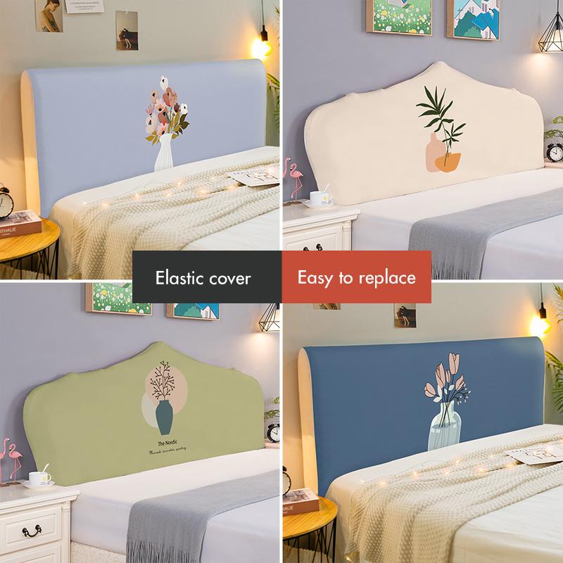 Elastic Bed Headboard Cover Cotton All-inclusive Bed Head Cover Small Fresh Flower Printed Bedside Slipcover Universal 1.2-2.2M