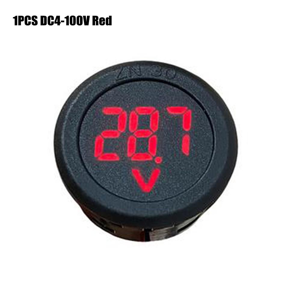1PCS DC4-100V DC LED Digital Display Car Round Two-wire Voltmeter Tester Panel