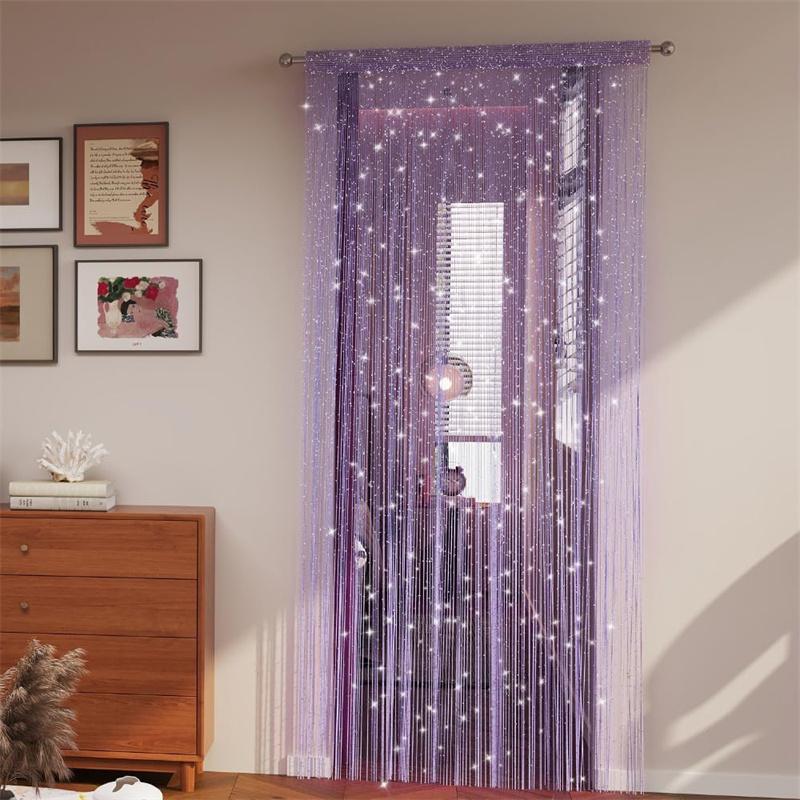 2025 Ny Lyx Glitter Snöre Dörrgardin Pärlor Rumsavdelare Pärlfrans Polyestertyg Glänsande Fönsterpanel Kappa Bröllop DIY