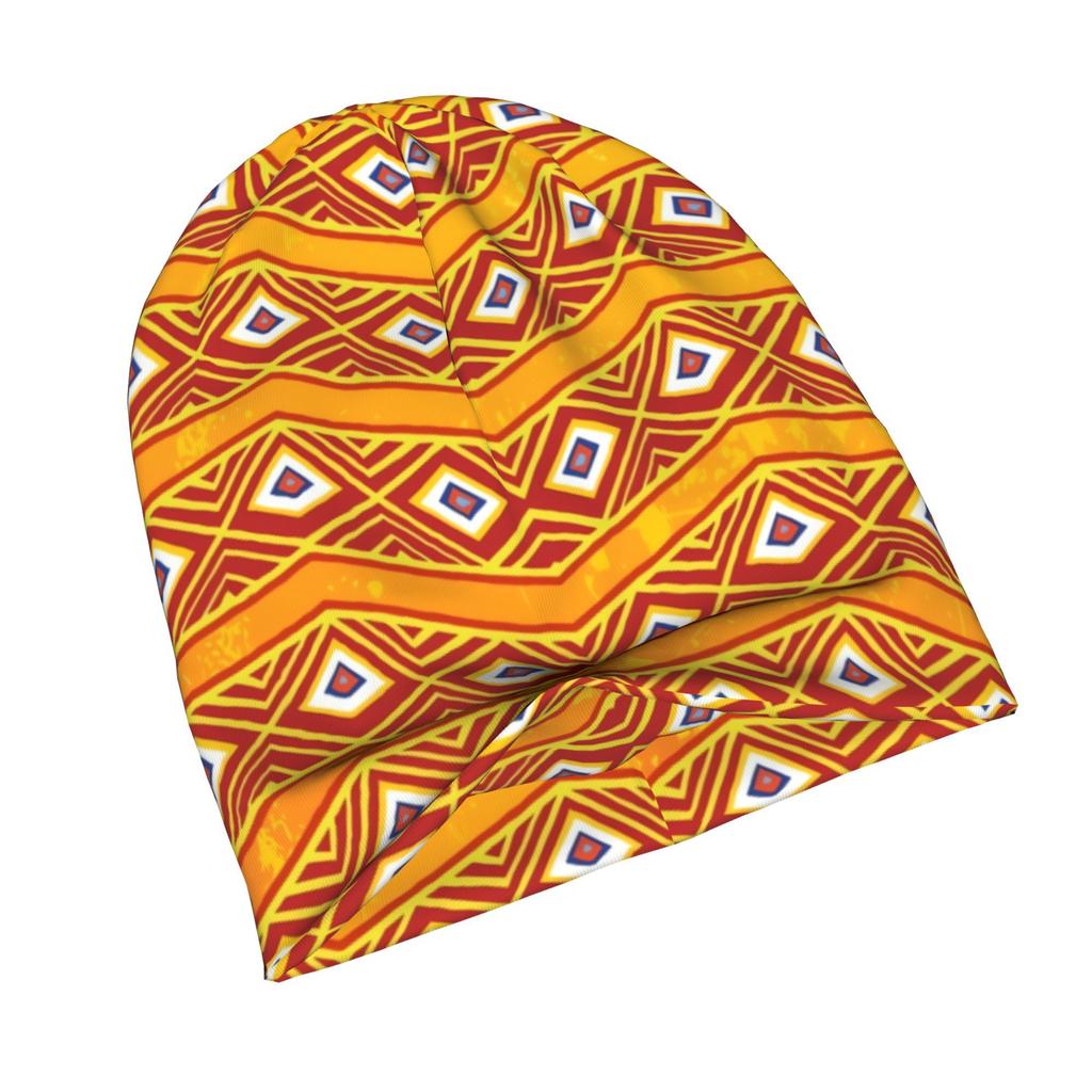 Africa Ethnic Tribal ZigZag Pattern Knit Hat with Subtle Fashion Details Ideal for Adults Looking to Add Texture and Character to Cold-season Daily We