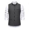 Autumn British Style Retro Vest For Men Fashion Stand Collar Herringbone Coarse Tweed Suit Vest Waistcoat Vintage Gentleman