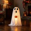 Children Party Favors Halloween Ghost Decoration, Light-Up White with Pumpkin, Indoor Holiday Home Decorations Cute Standing Tabletop for Decor
