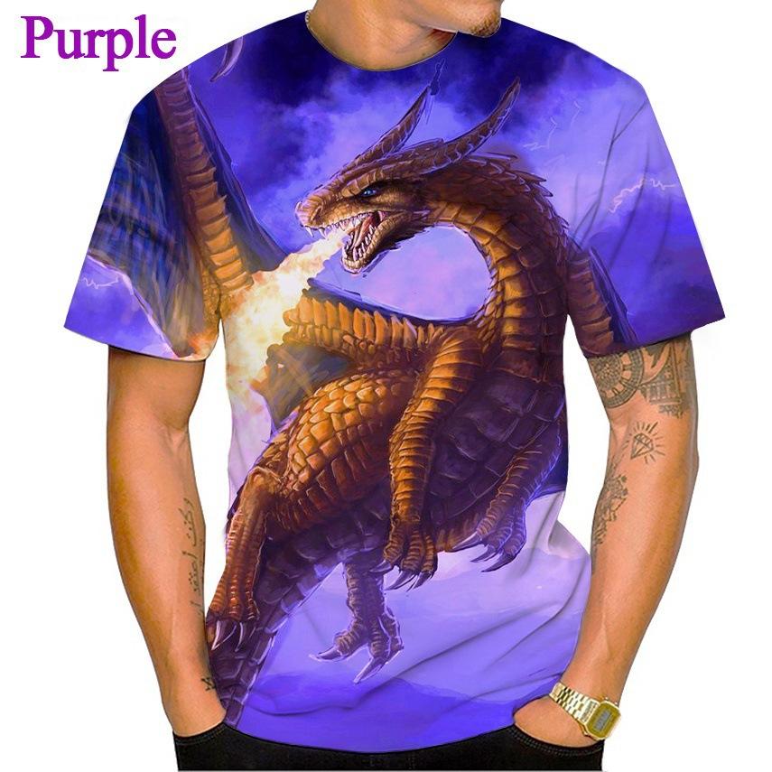 Summer Round Neck Dragon Series 3D Print Top Fashionable Casual Short Sleeved Men's T-shirts