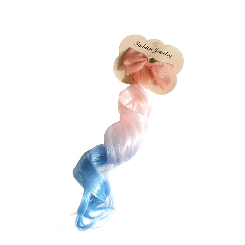 Парик для девочек, косичка, бант, цветной градиентный парик, заколка для волос для детей, головной убор