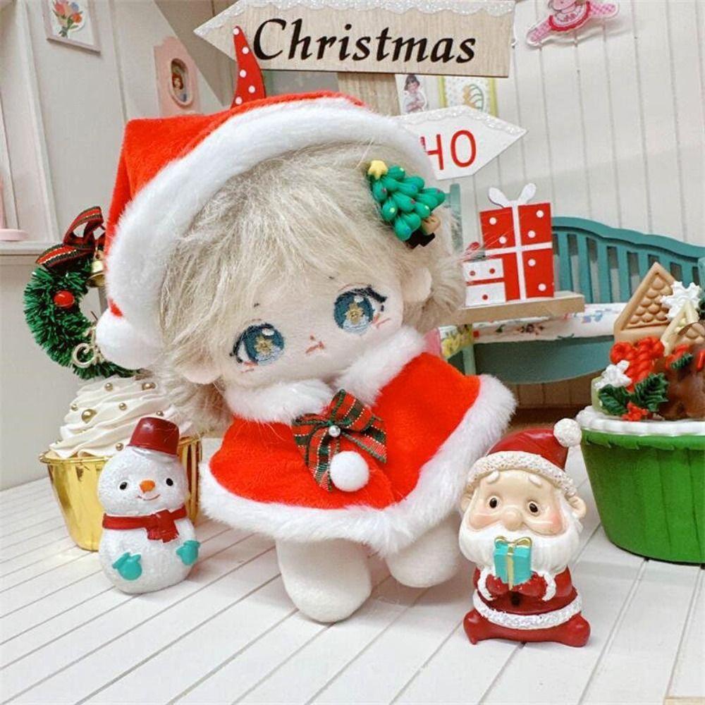 Christmas Hat 10CM Cotton Doll Clothes Plush Cloak Plush Toys Clothes  Girl Gift