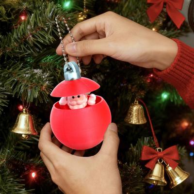 Christmas Balls Ornaments Claus/Reindeer/Snowman Hiden Xmas Ball 3D Printed Santa