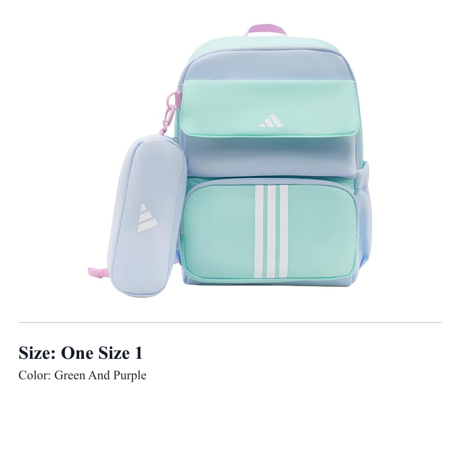 Adidas Sports Fabric Backpack Kids' Green & Purple KS5852