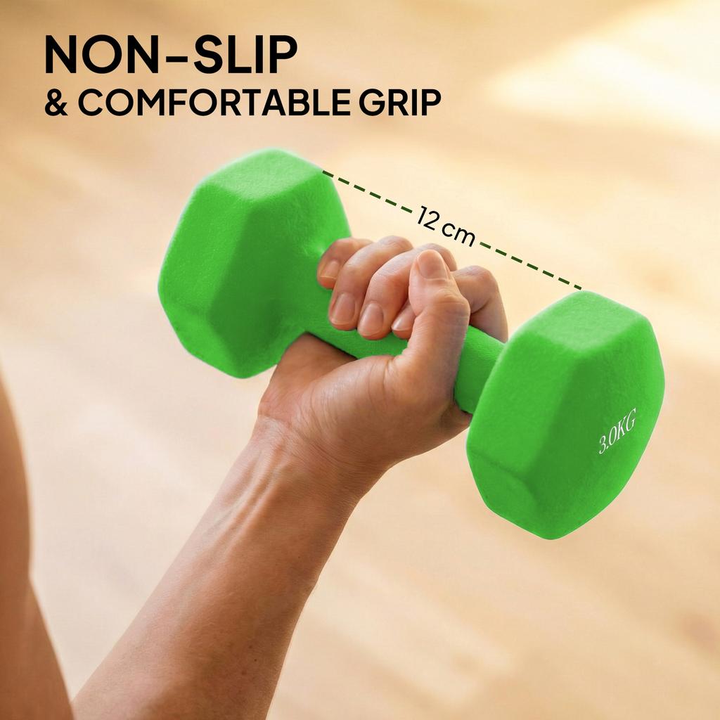 Hex Dumbbells Set With Dumbbell Rack Hand Weights For Strength Training Weight Lifting 2 X 1kg 2 X 2kg 2 X 3kg