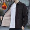 Men's Autumn Long Sleeve Velvet Corduroy Jacket with Real Pockets - Solid Color Casual and Trendy Shirt