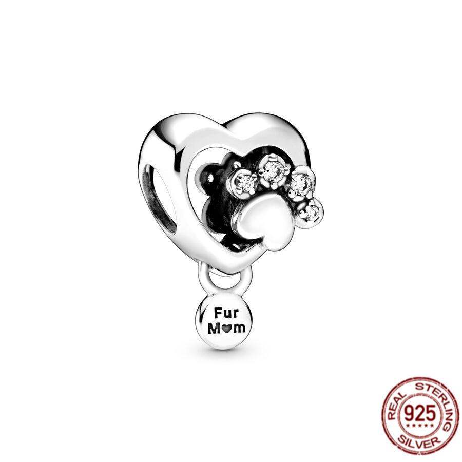 Auténtica Plata de Ley 925 Te Amo Mamá Corazón Abalorio Apto Pulsera Brazalete Dulce Moda Joyería Fina Regalo Para Mujeres