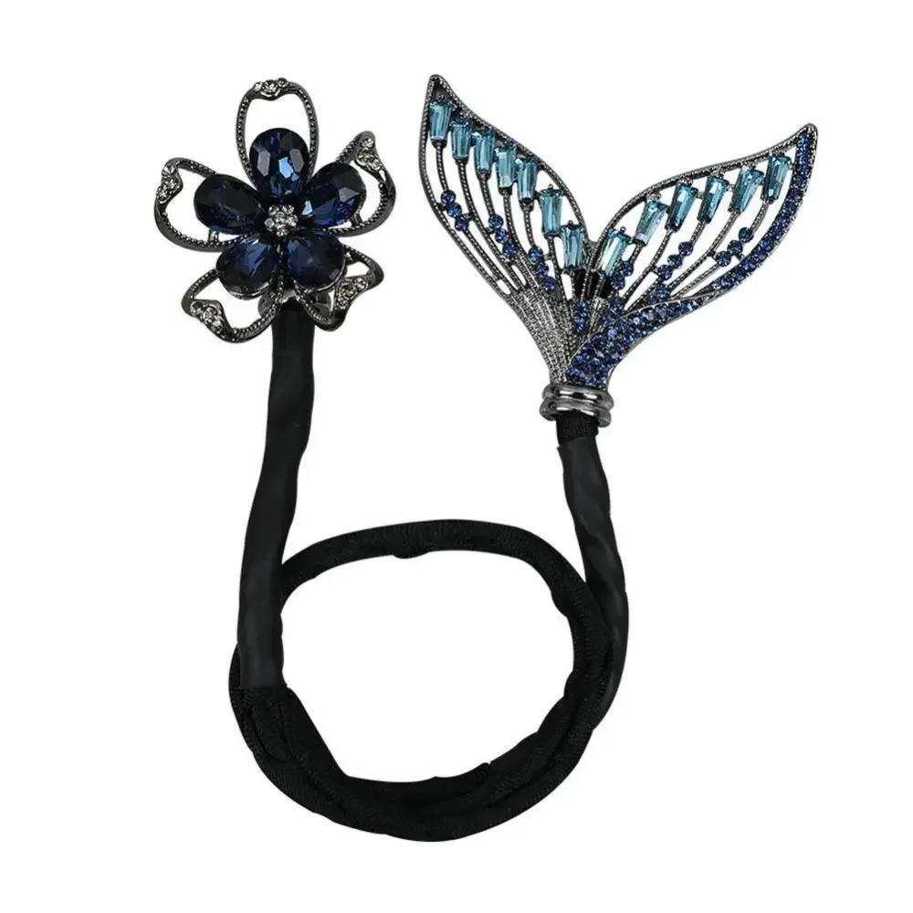 Whale Tail Rhinestone Flower Hair Clip Hair Bun Maker Bundle Lazy Hair Curler Hair Accessories Hair Styling Tool