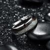 Fashion 8mm Men Silver Color Stainless Steel Arrow Rings for Men Inlaid Koa Wood Meteorite Wedding Band  Drop Shipping