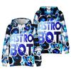 Felpa con Cappuccio 3D Astro Bot e Partner Pinguino, Felpa con Cappuccio Pullover Personaggio di Gioco Sfondo Nero