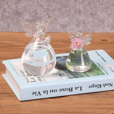 Hängevase aus klarem Glas in Engelsform, Terrarium, Hydrokulturtopf, Blumen- und Heimdekoration, Glasterrarium, Hydrokulturtopf, Vase in Engelsform