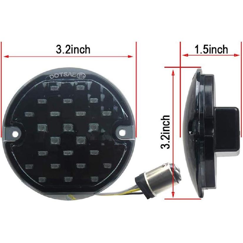 ZYTC 3 1/4" LED Turn Signals Flat PC Lens Style Rear 1156 Red LED Turn Signal Kit For Harley (Not Need Extra Lens)