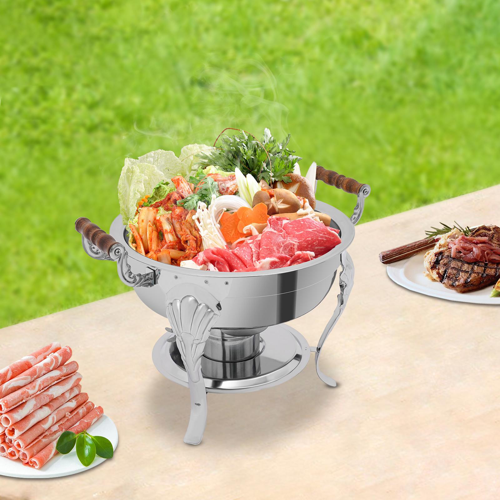 

Elegant European Round Chafing Dish, 13.5 Inch Buffet Server with Lid, Stainless Steel Chafer for Catering, Banquets, Buffets серебряный