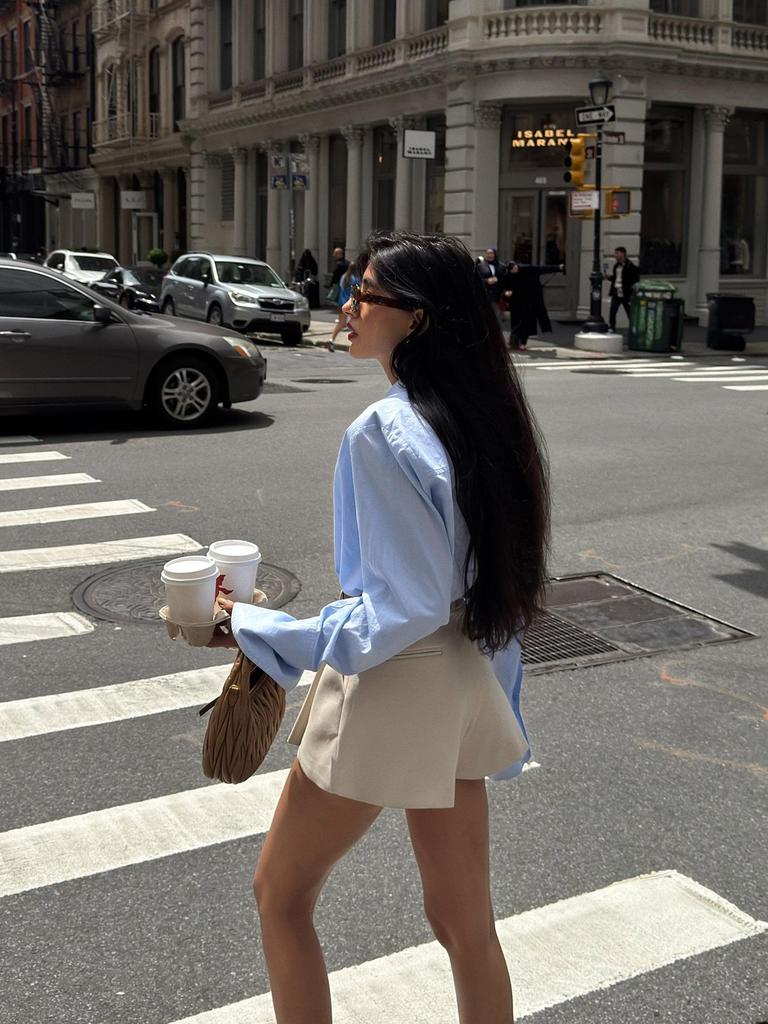 2026 Spring/Summer Women's Blue Long Sleeve Loose Cardigan Top