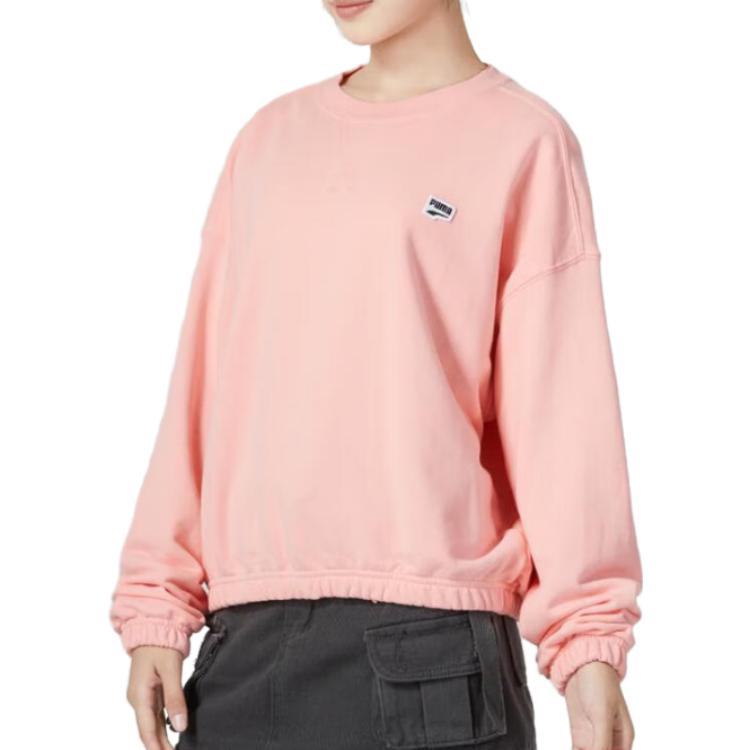 Puma Sports Casual Short Sleeve Crewneck Sweatshirt Women Sweatshirt Pink 623455-63