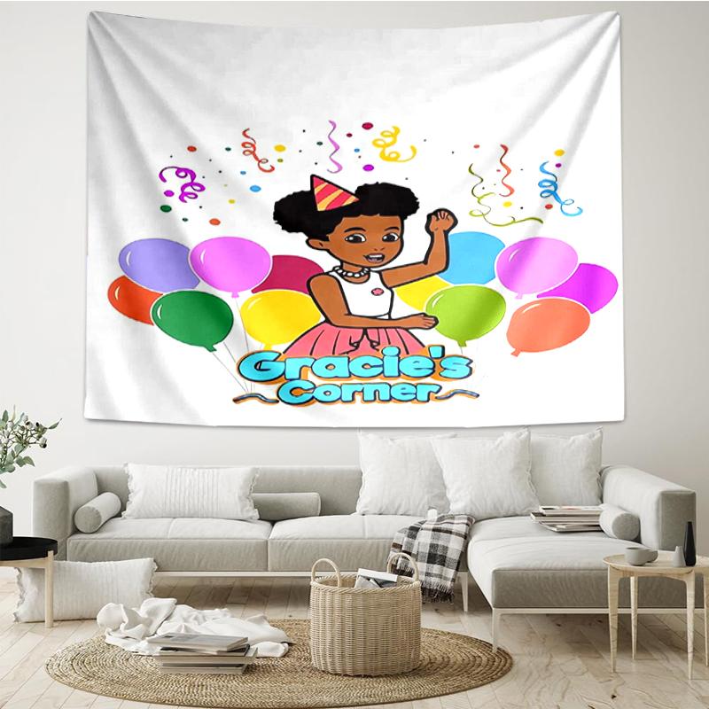 Gracie's-Corner Print Tapestry, Backdrop, Easy Setup, Ideal for Bedroom, Office & Living Room, with Aesthetic Wall Hanging Decor.