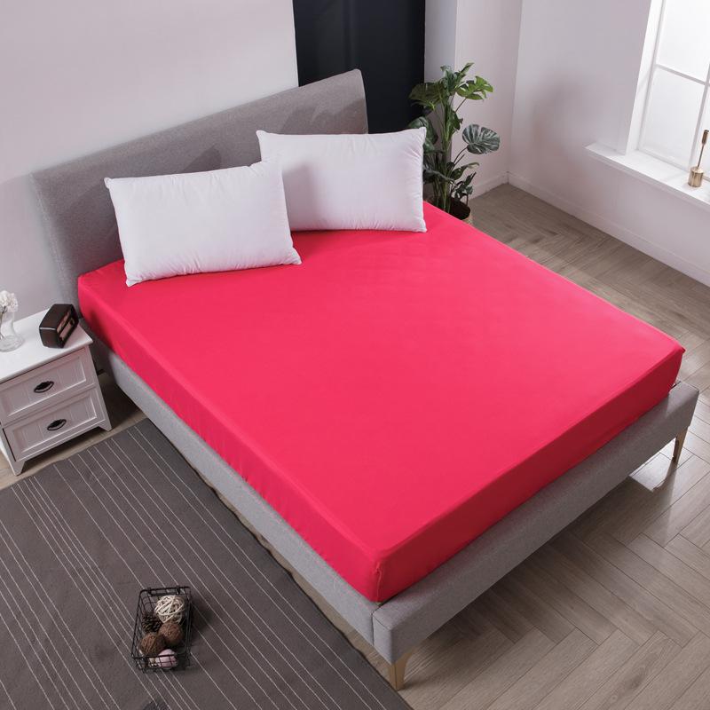 Solid Color Fitted Sheet Breathable Bedsheet Mattress Protective Cover Soft Bedding Non-slip Bed Cover Suitable for Home Master Bedroom Guest Bedroom