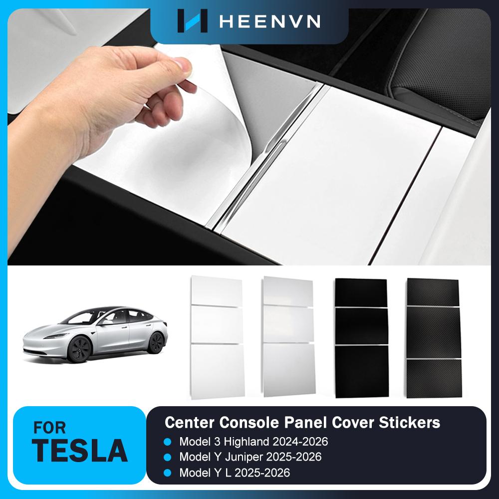 Heenvn For Tesla Model 3 Highland Model Y Juniper Model YL 2026 Center Console Panel PC Decor Cover Adhesive Trims Car Interior