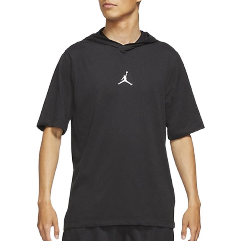 Jordan Pure Color Logo Hooded Pullover Short Sleeve T-Shirt Men Tops Black DA9872-010