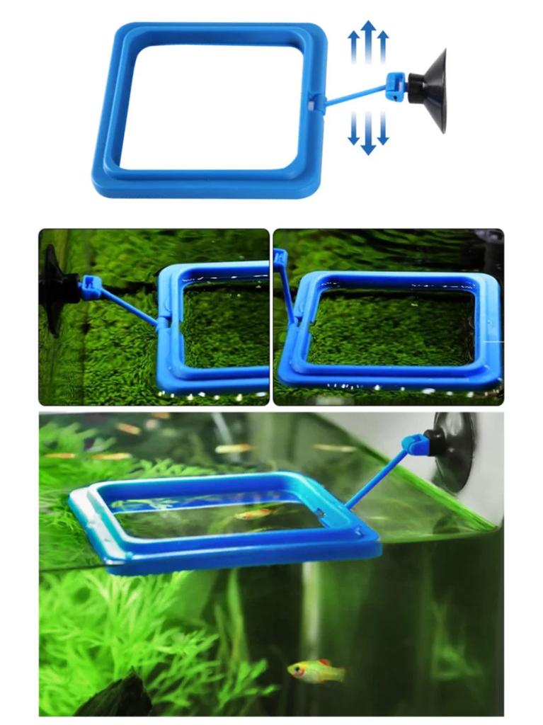 Aquarium Fish Portable Feeding Fish Accessories Feeder Station Floating Square Circle with Suction Cup Easy To Feed Accessories