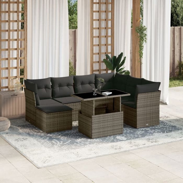 VidaXL Salon de jardin 8 pcs avec coussins gris résine tressée 3266760
