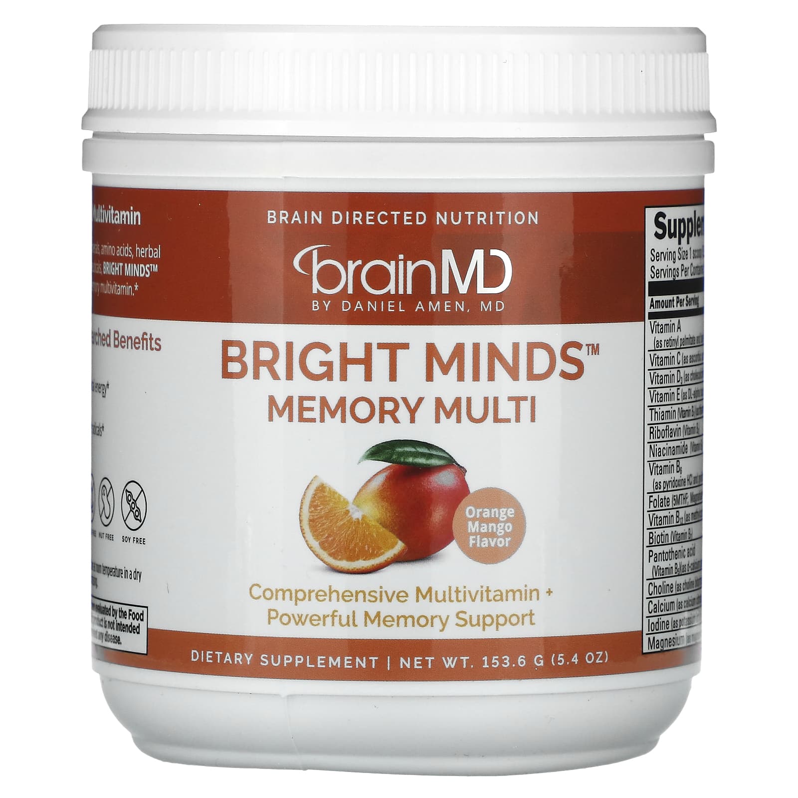 

Bright Minds™ Memory Multi, Orange Mango Flavor, 153.6G(5.4Oz)