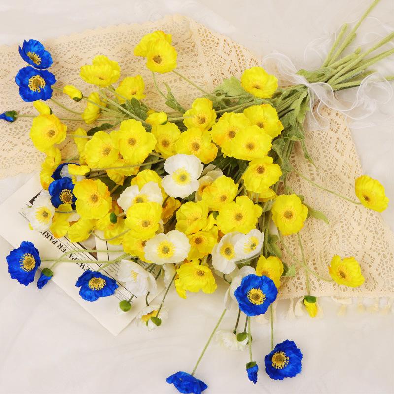 Sentire Fiore decorativo Casa Decorazione matrimonio Fiore artificiale Fiore artificiale Fiore di papavero artificiale
