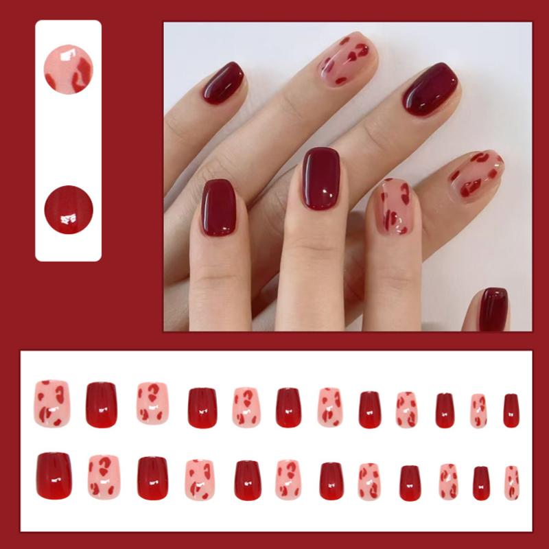 2025 Newest 24Pcs/Set Nail Art French Fake Nails Set With Glue Abs Plastic - Simple Short Nail Stickers