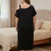 VEZFAA Women's Fashion Summer Spring Short Sleeve Loose Casual Nightgown