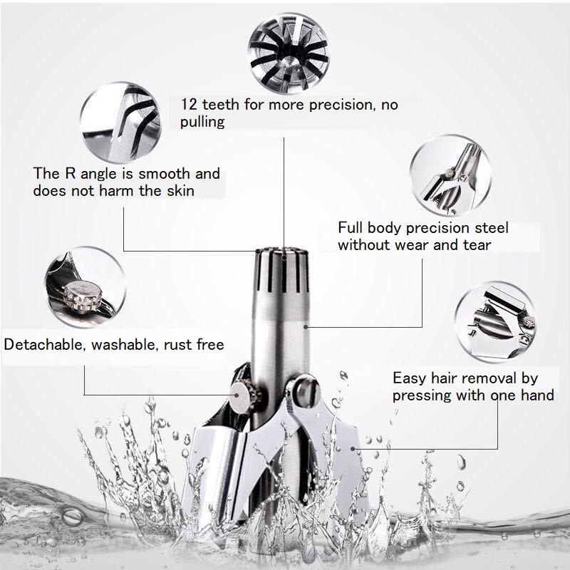 Manual Stainless Steel Washable Nose Hair Trimmer