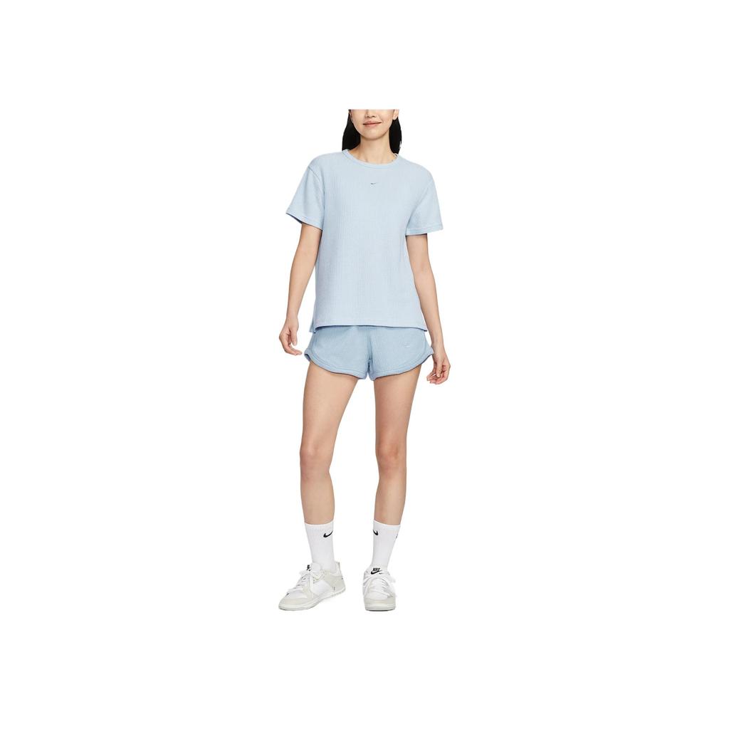 Nike Sportswear Chill Waffle Comfortable Fashionable Fitted Versatile Short Sleeve Drop Shoulder T-Shirt Women T-Shirts Purple Blue HJ3839-423