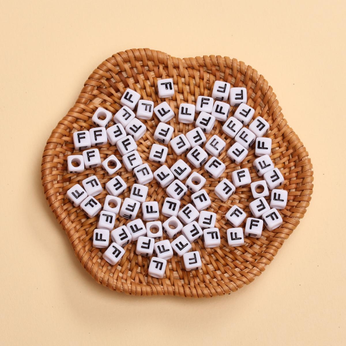 

5,5 мм, 100 шт., белые, черные квадратные бусины с большим отверстием, 26 букв, акриловые свободные бусины-разделители для DIY, браслеты-цепочки для телефонов, подвески, ожерелье ручной работы F