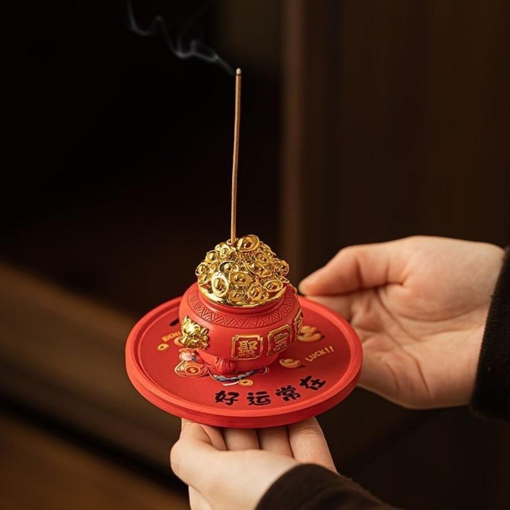 God of Wealth Lucky Treasure Incense Burner Good Lucky Treasure Bowl Censer Holder Zen Space